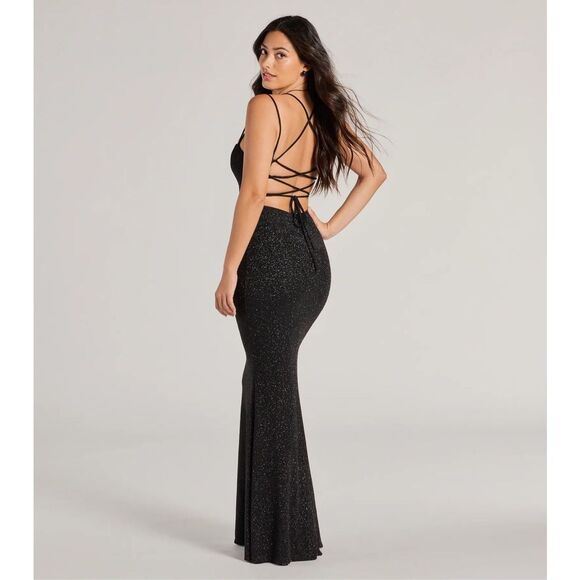 NWT Windsor Back Strappy Mermaid Glitter Formal Dress Medium - Picture 1 of 7